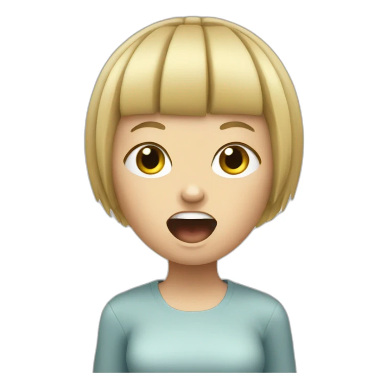 blonde woman with a bowl cut screaming sticker
