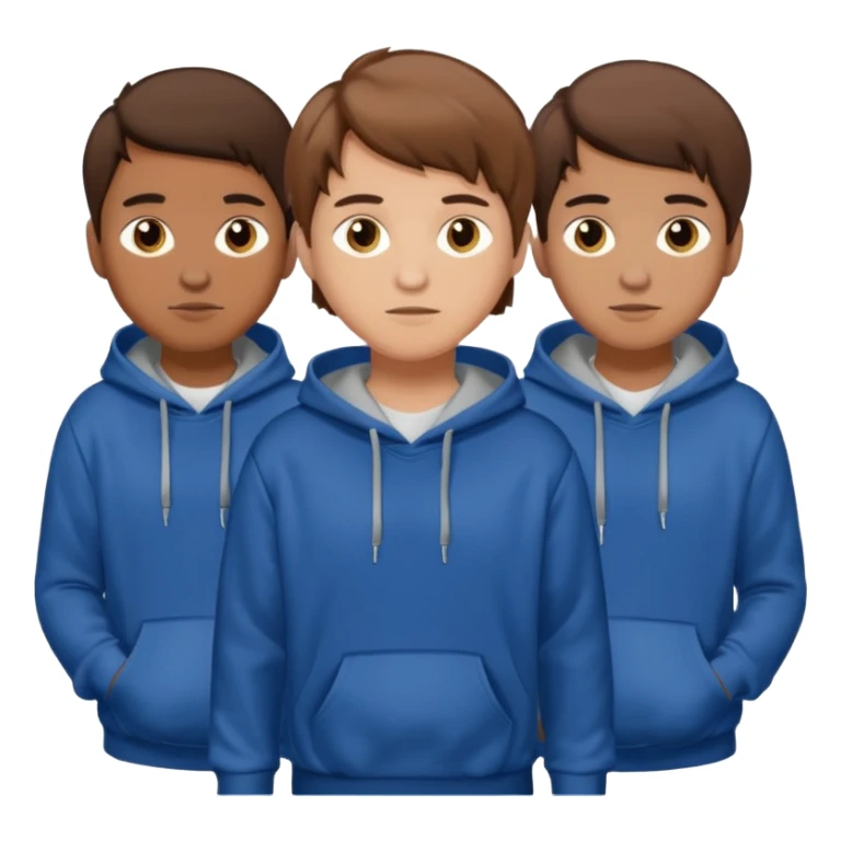 Four young men with brown hair, wearing hoodies sticker