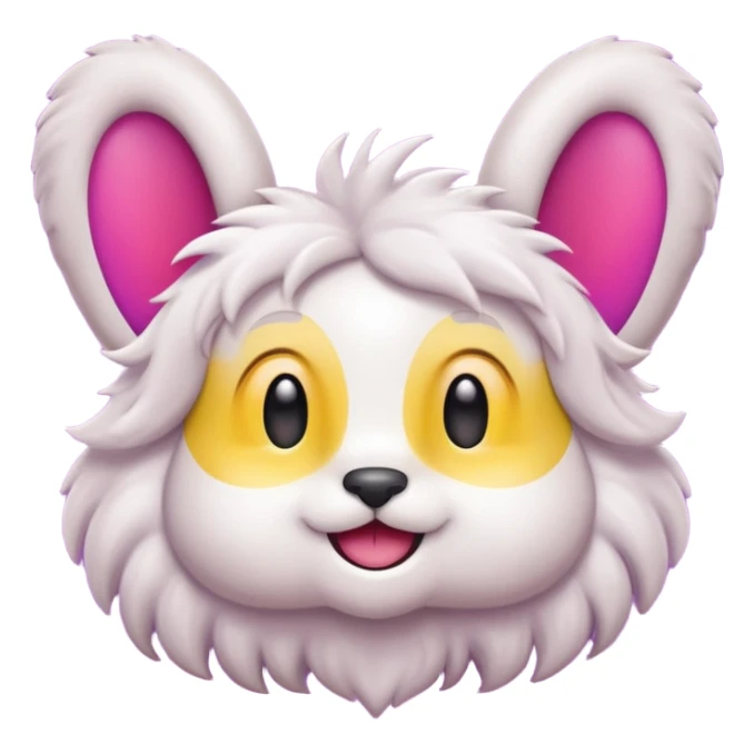 cute fuzzy character called Womplepop with floppy ears cheerful face vibrant color palette cartoon emoji style sticker