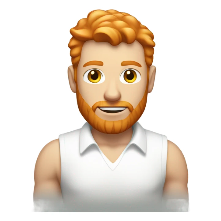 ginger wearing white shirt with small muscles  sticker
