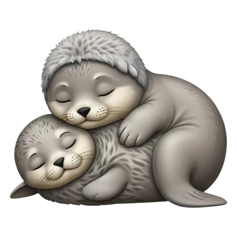 Sleeping baby seal with fluffy fur sticker