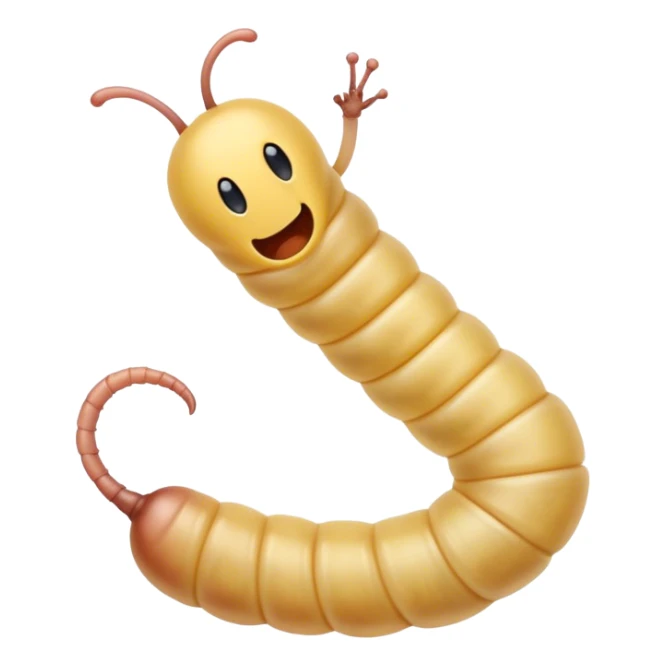 very long twisting long wriggling maggot moving towards camera first person perspective sticker