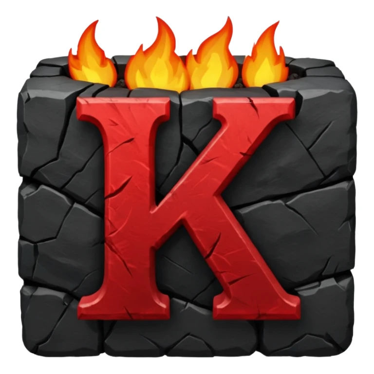 burning coal square with letter K chiseled on it sticker