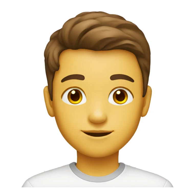 a white 13 year old with a brown with yellow highlight middle part boy sticker