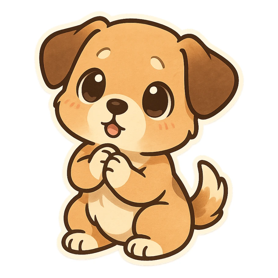 Chibi Puppy Begging sticker
