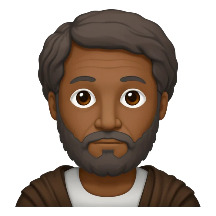 Aristotle as a black outline icon, no fill, hand-drawn look, recognizable philosopher features sticker