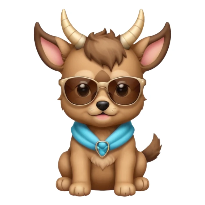 baby puppy with horns and sunglasses sticker