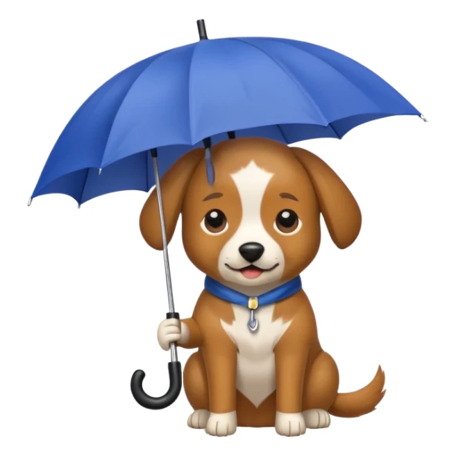 dog holding an umbrella sticker