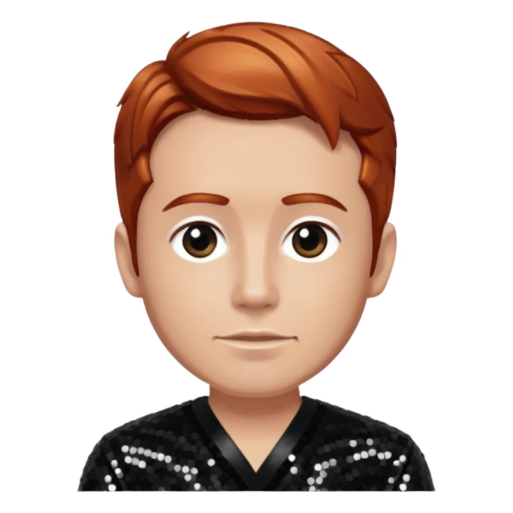 Abe Cunningham from Deftones with auburn hair, light skin, black sequin outfit sticker