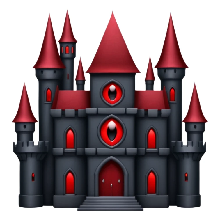 Dark Vampire Castle with the colors dark red and black, the castle should have dark red eys in the middle sticker