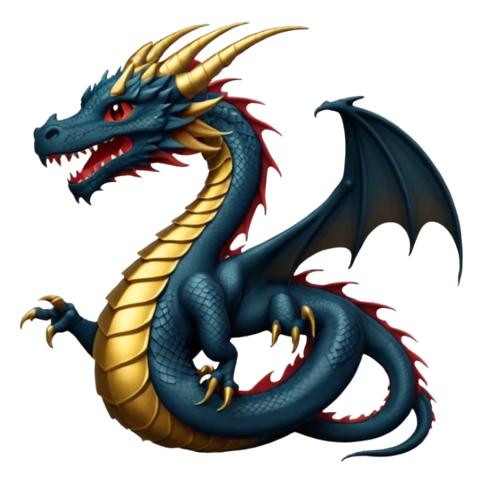 iOS emoji, minimal dragon symbol, dark fantasy, line icon sticker