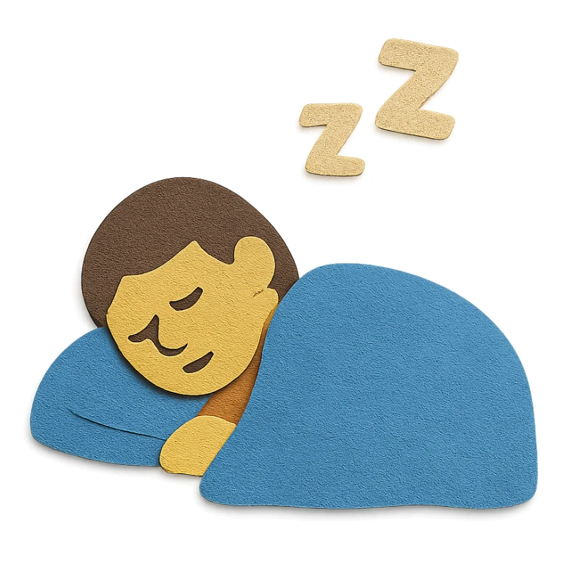 person sleeping under a blanket, paper craft style sticker