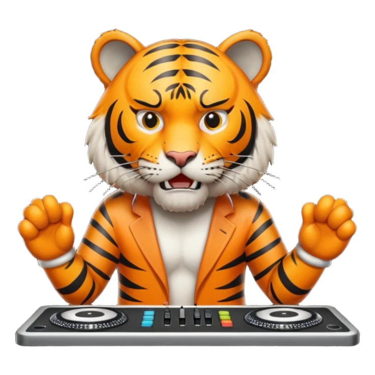 Un tigre enfadado con una mesa de dj  sticker