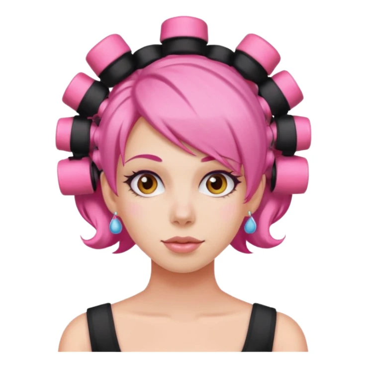 woman with pink hair rollers sticker