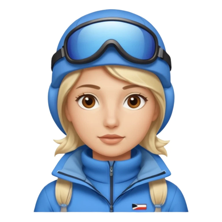 Luxury blonde model, brown eyes, polar explorer, blue clothes, skiing clothes sticker