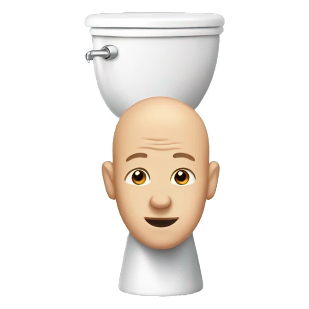 a bald head sticking out of a toilet sticker
