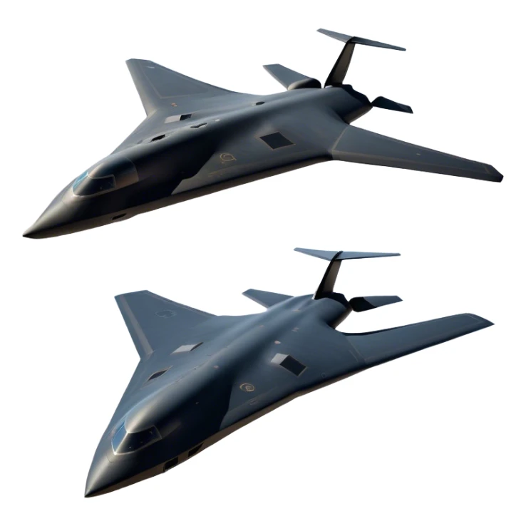 B-2 Spirit bomber - Northrop B-2 (Model Year: 2021) (Iconic colour: Stealth black) - A sleek, stealth bomber with smooth, angular contours and a matte jet-black finish. Emphasize a futuristic, minimalist design with a seamless fuselage, low-profile wings, and an overall intimidating stealth aesthetic. sticker