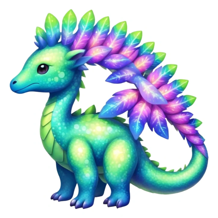 Shiny Exotic Cute Nebulae Sparkly Meganium-Aurorus-Amaura-Hybrid-Creature with pattern-markings sticker