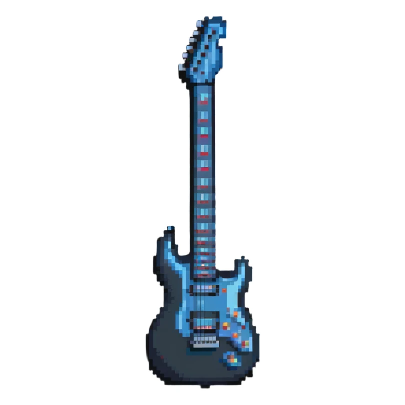 8-bit retro electric guitar, gaming style sticker