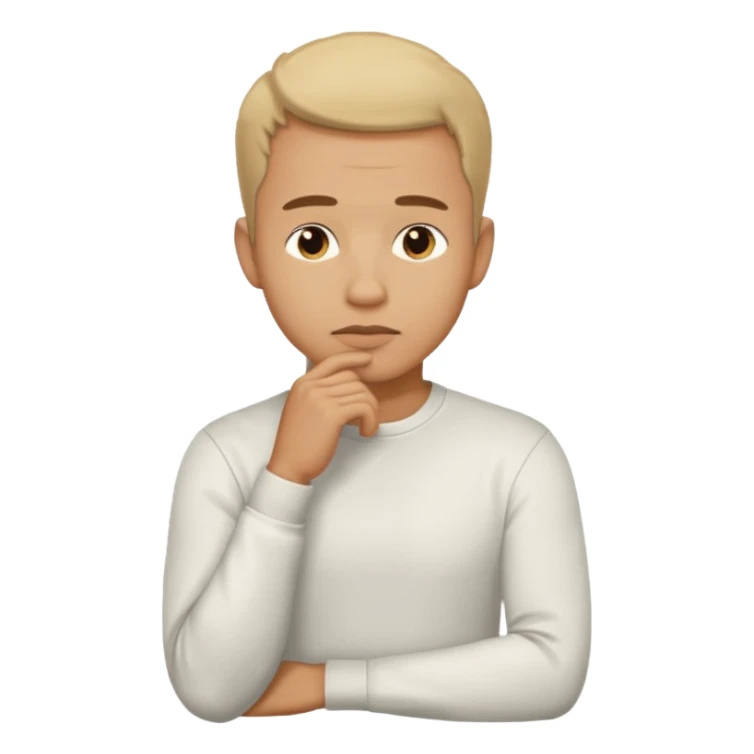 light skin man pensative, con la mano en el menton full body sticker