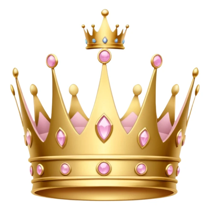 A luxurious golden crown with light pink accents and elegant details, featuring a prominent empty space  sticker