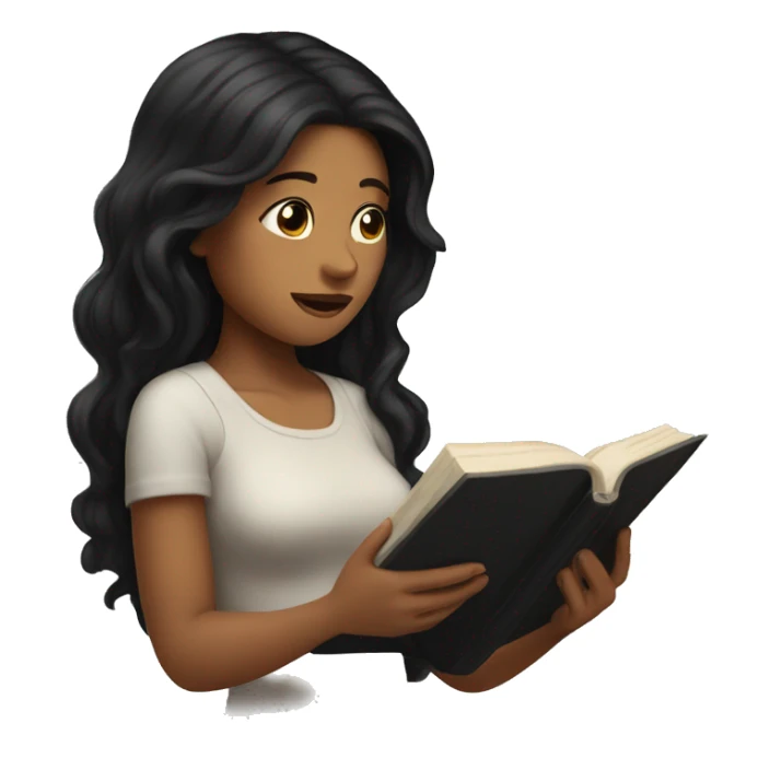 Girl with black wavy hair reading the Bible  sticker