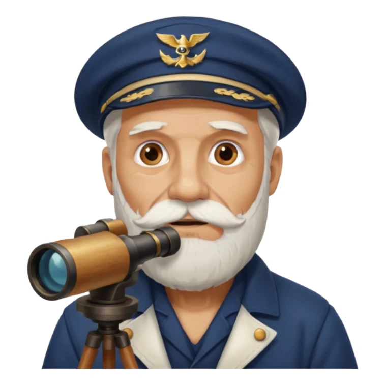 old sailor looking through a telescope, sailor with a white beard sticker