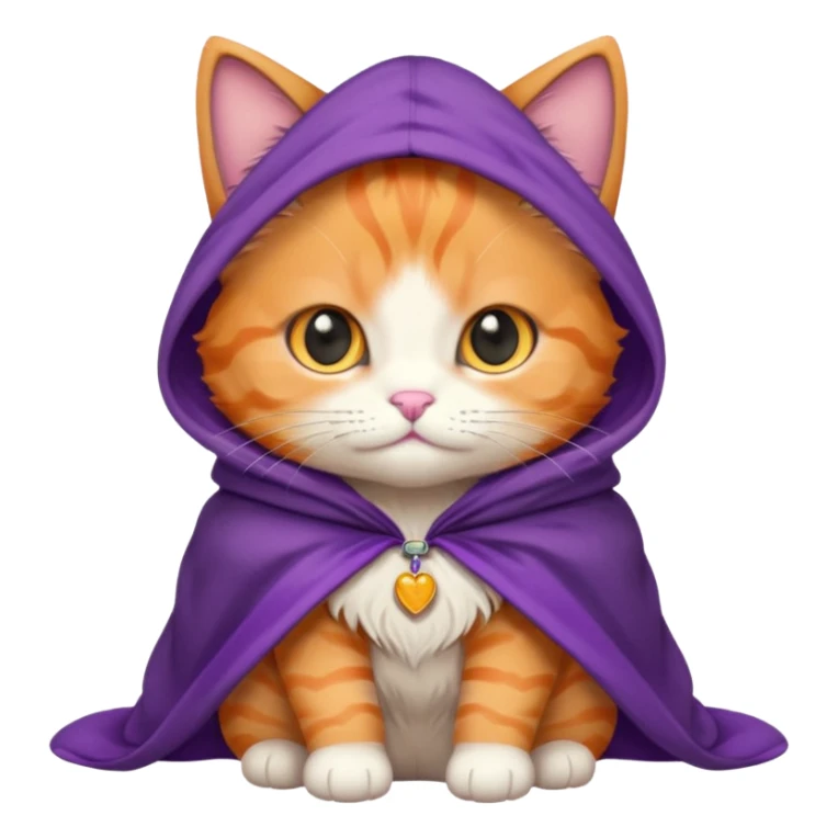 baby orange cat in purple cloak sticker