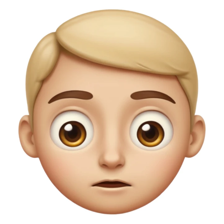  Apple emoji style, high clarity slightly widened eyes, subtle tension around eyes, small tight curved-down mouth, eyebrows raised inward, expression of quiet worry sticker