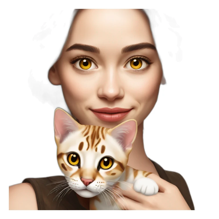 Emilia Clarke holds a Bengal cat with yellow eyes sticker