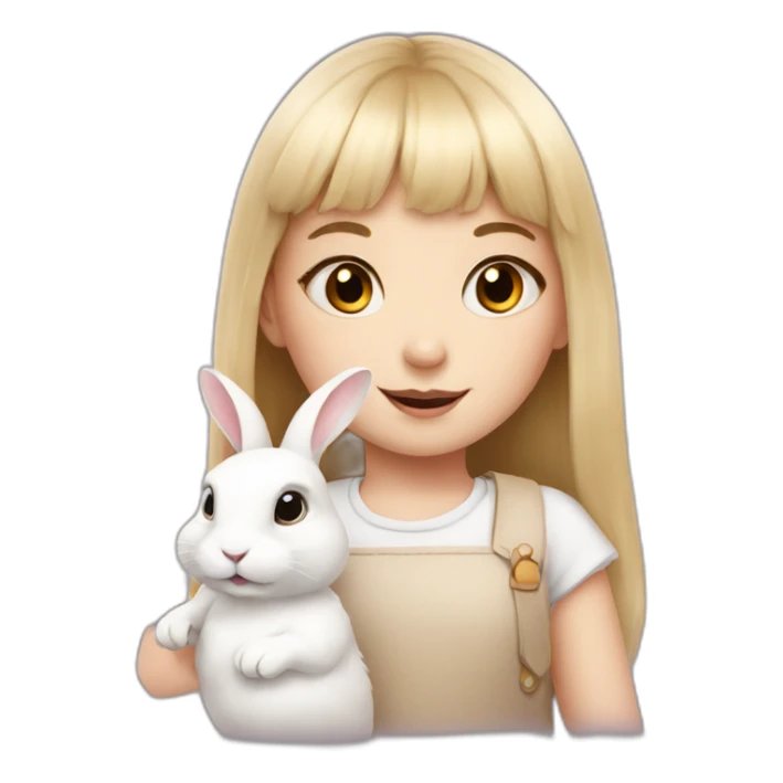 white rabbit with a little girl with bangs sticker