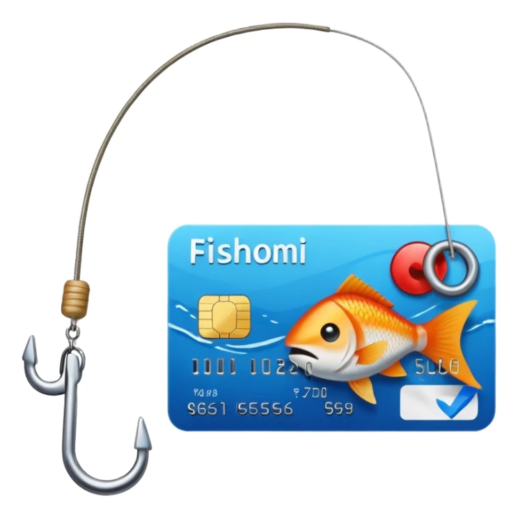 credit card phishing prevention with a fishing hook sticker
