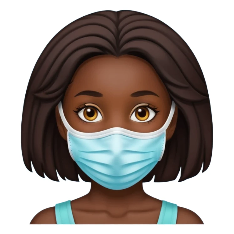 darskin girl with a face mask sticker
