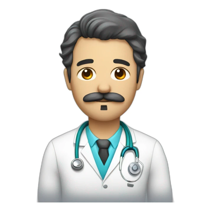 Doctor, sleepy, mustache and little beard on face sticker