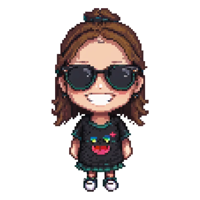girl with a big cute smile and sunglasses sticker