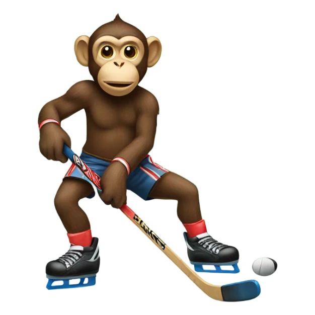 Monkey playing hockey on top of trees sticker