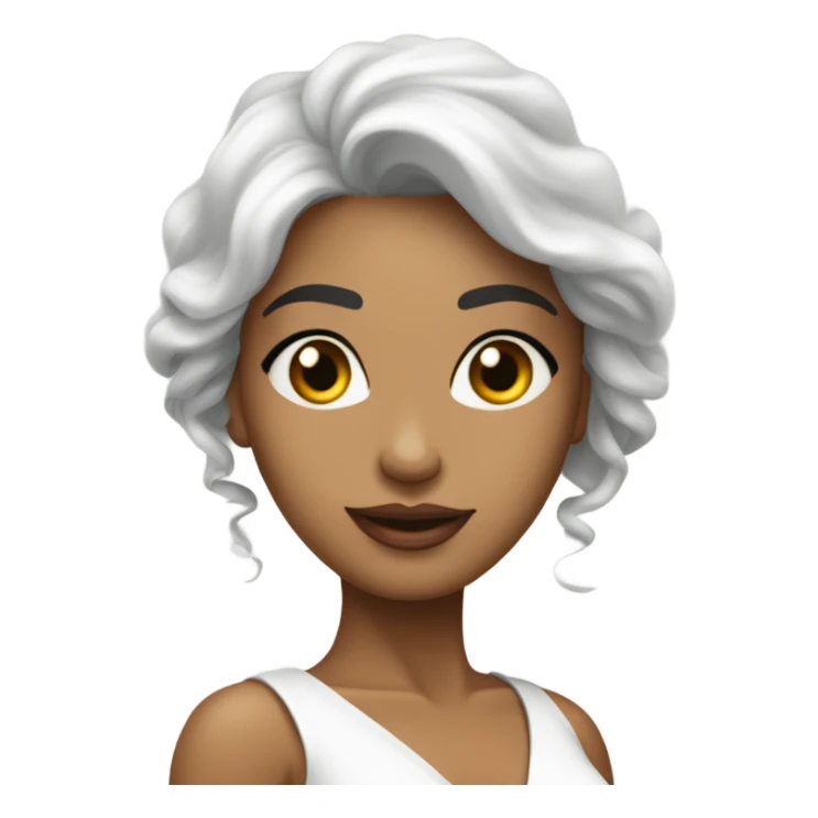 mulher morena em pe com vestido colado branco sticker