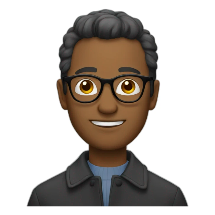 Man in round glasses and coat sticker