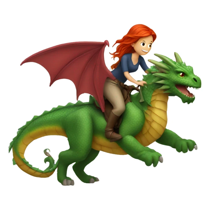 Red haired woman riding a dragon sticker