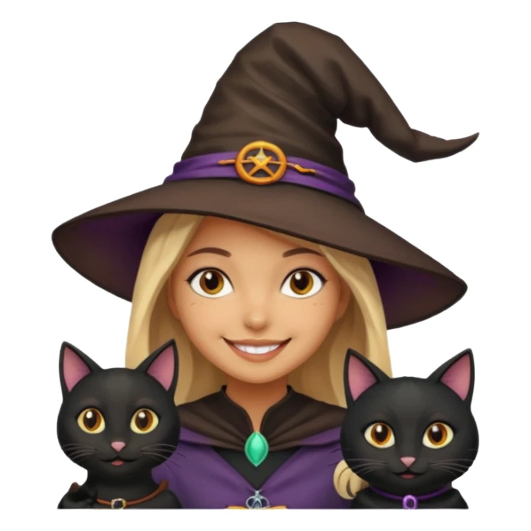 Make emoji of girl witch black cat sticker