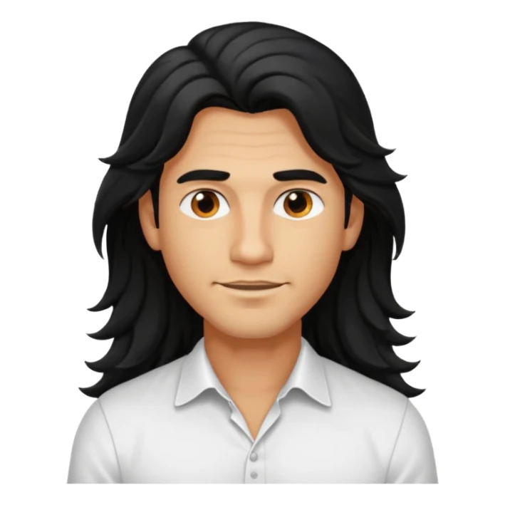 Männlich, lange gewellte schwarze Haare, Hautfarbe stark gebräunt sticker