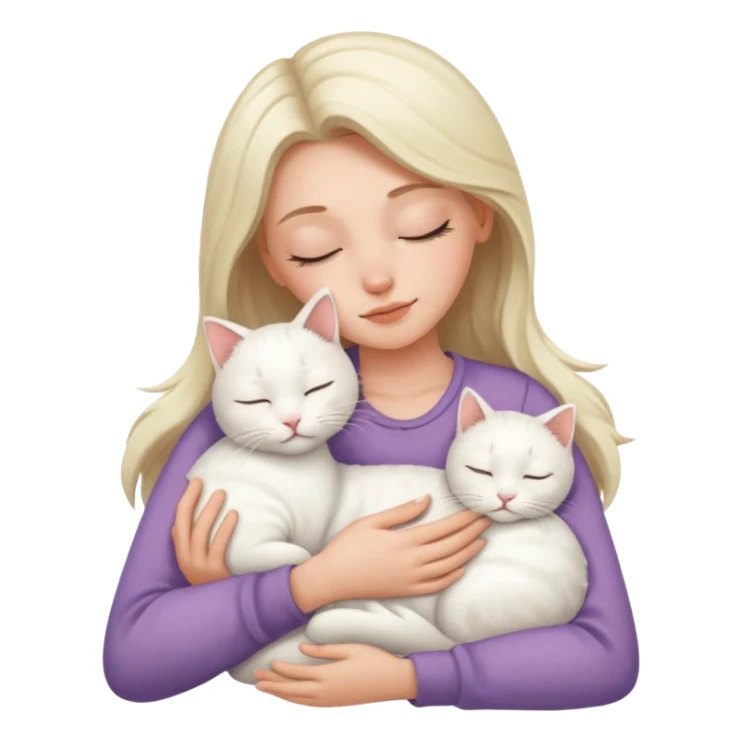 White kitty sleeping on brunette white girl's lap sticker