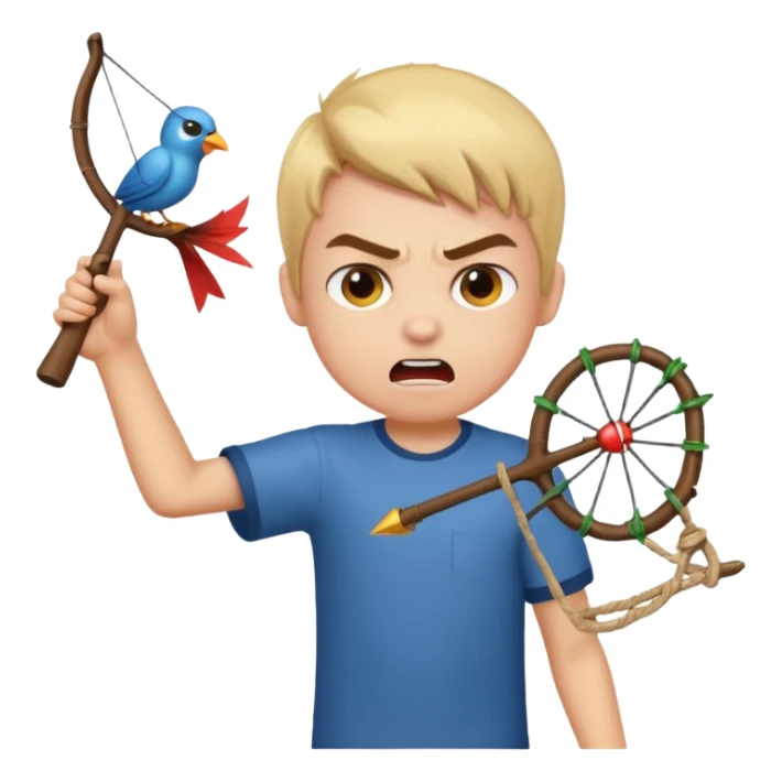 a bad boy shooting a bird with a slingshot sticker