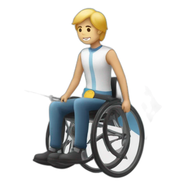 persona en silla de ruedas llevando la bandera argentina sticker