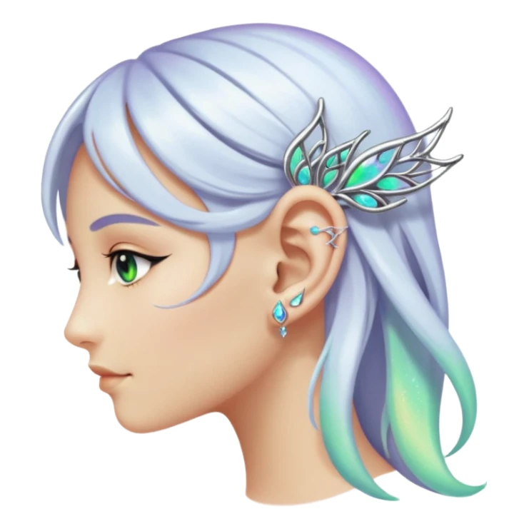 Elvish fae shiny sparkly iridescent translucent diaphanous ear climber ear cuff sticker