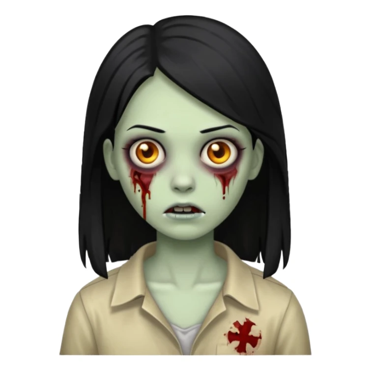 Zombie girl ios 18 with black straight hair sticker