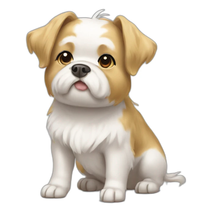 Shitzu golden and white white pig tails sticker