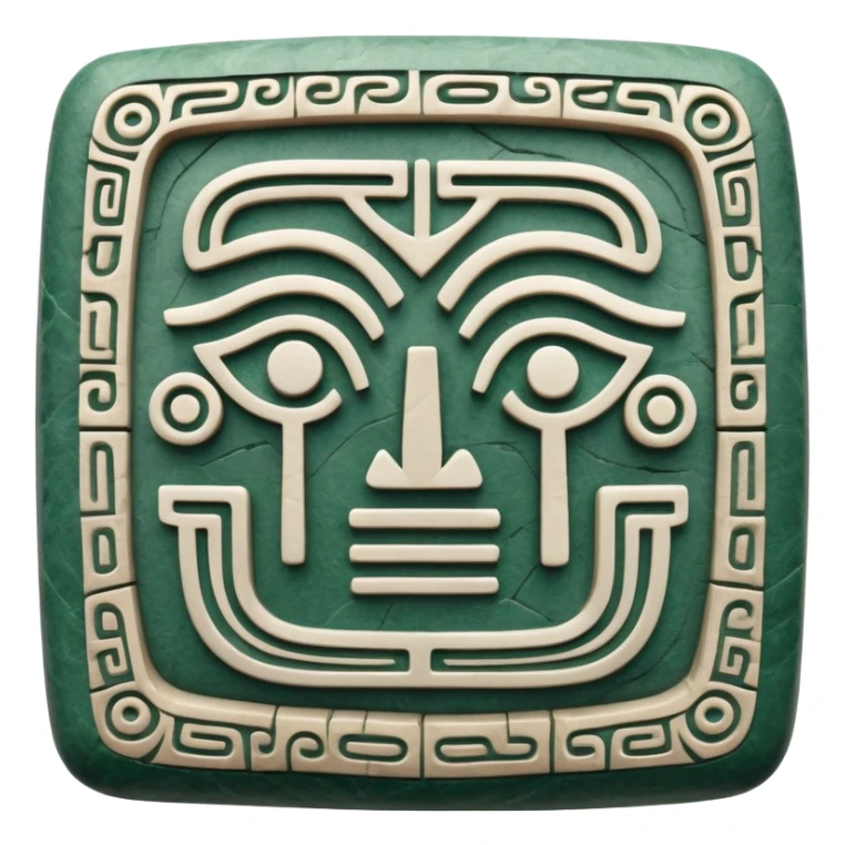 Mayan hieroglyphic symbol for communication or mail in white and dark green colors sticker
