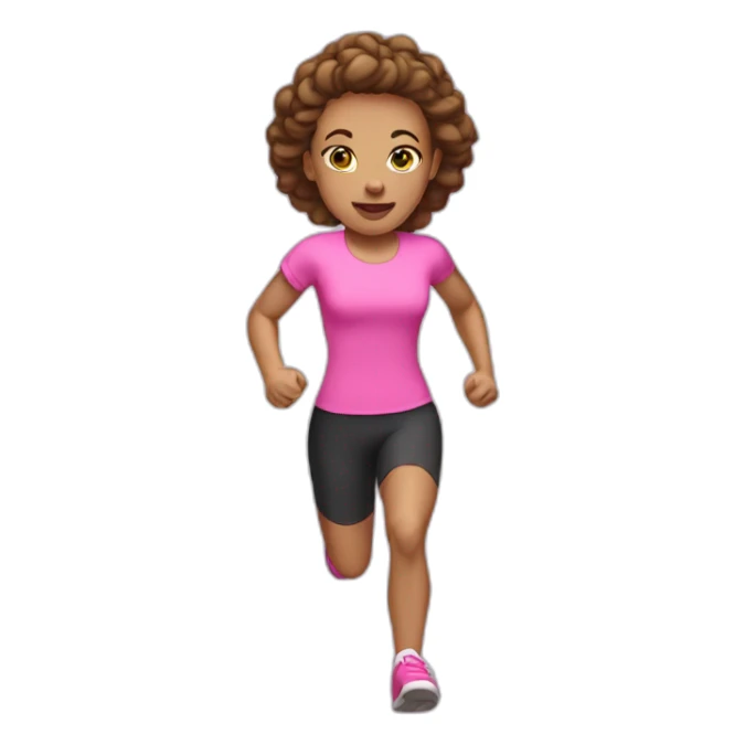 isolated, one running woman with light skin, pink clothes sticker