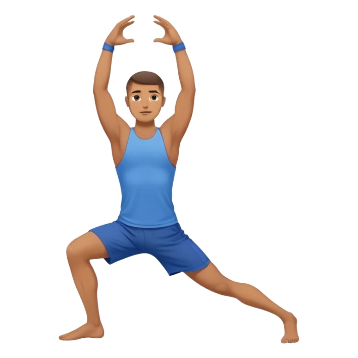 man with blue short Crescent Lunge yoga sticker